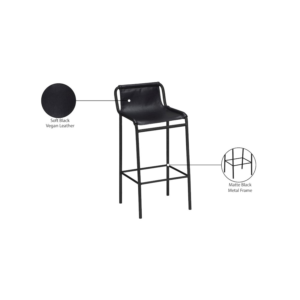 Dax Black Vegan Leather Counter Stool. Picture 6