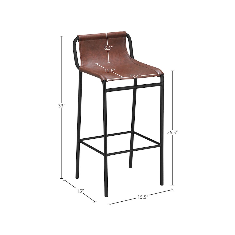 Dax Brown Vegan Leather Counter Stool. Picture 5