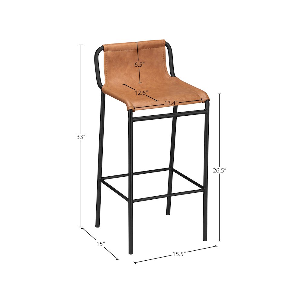 Dax Cognac Vegan Leather Counter Stool. Picture 5