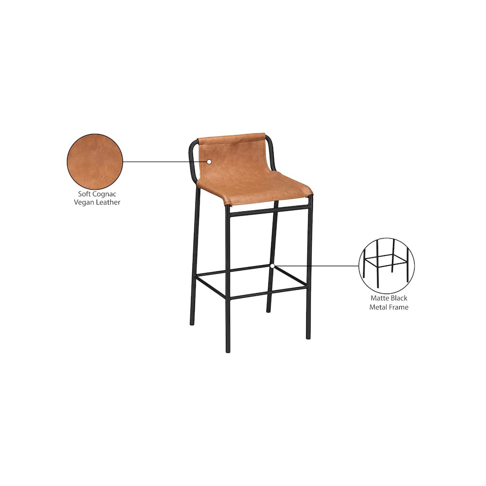 Dax Cognac Vegan Leather Counter Stool. Picture 6