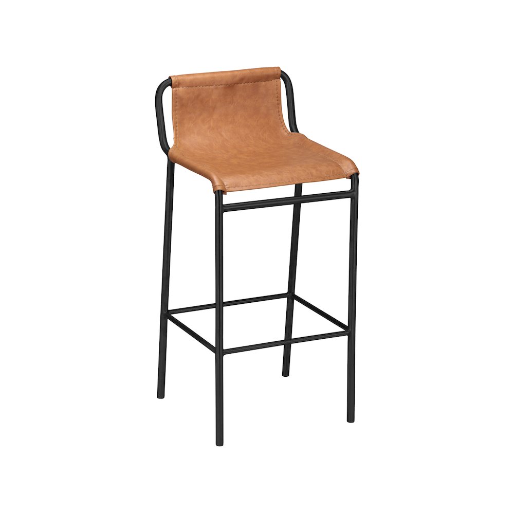 Dax Cognac Vegan Leather Counter Stool. Picture 1
