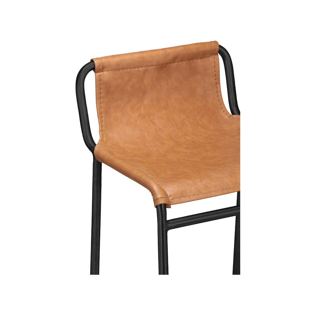 Dax Cognac Vegan Leather Counter Stool. Picture 4