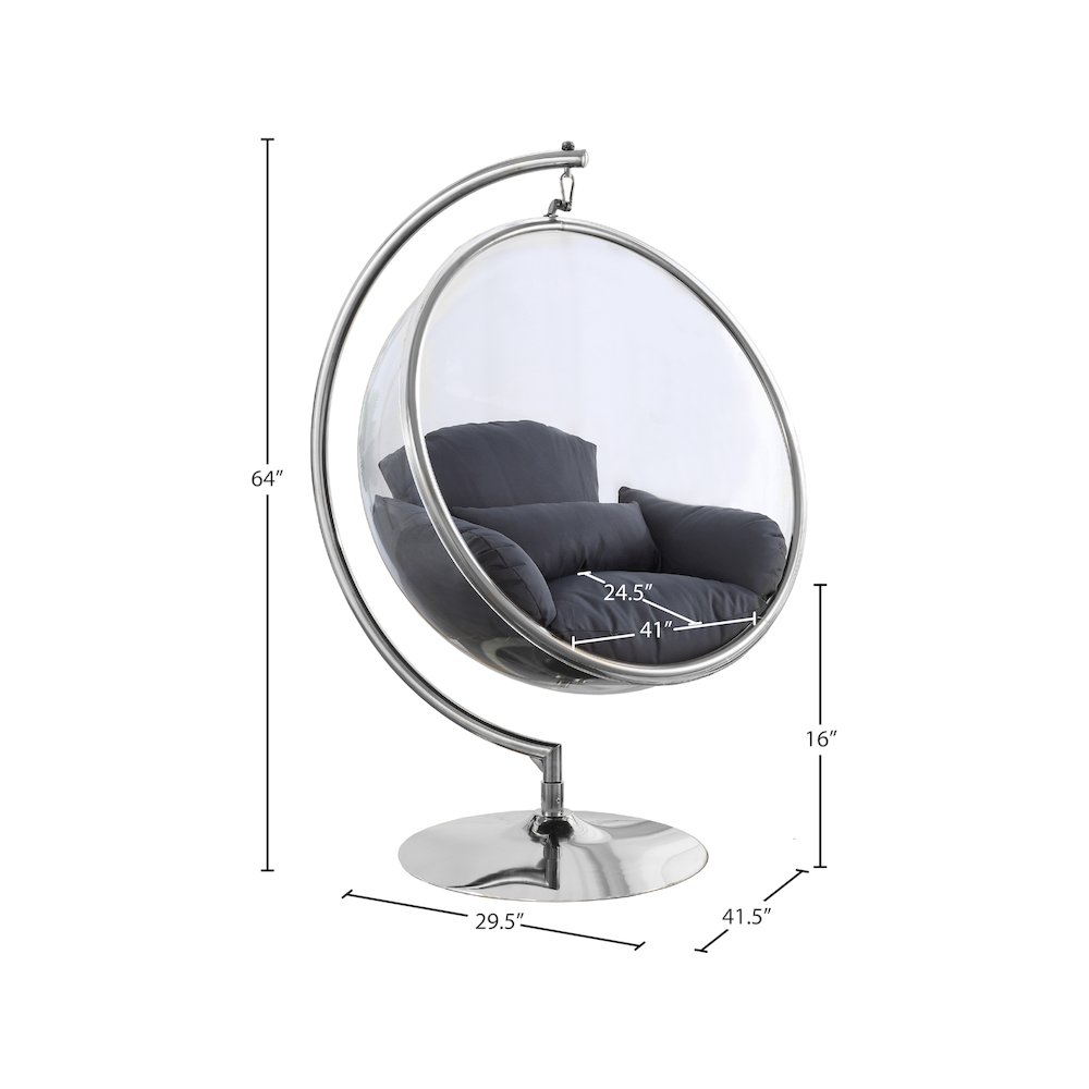 Luna Grey Durable Fabric Acrylic Swing Chair. Picture 5