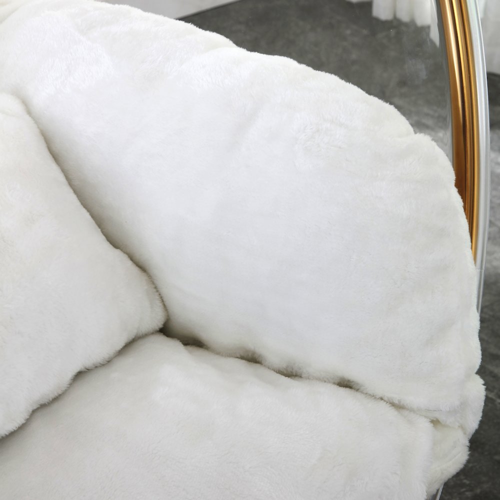 Luna White Faux Fur Acrylic Swing Accent Chair. Picture 5
