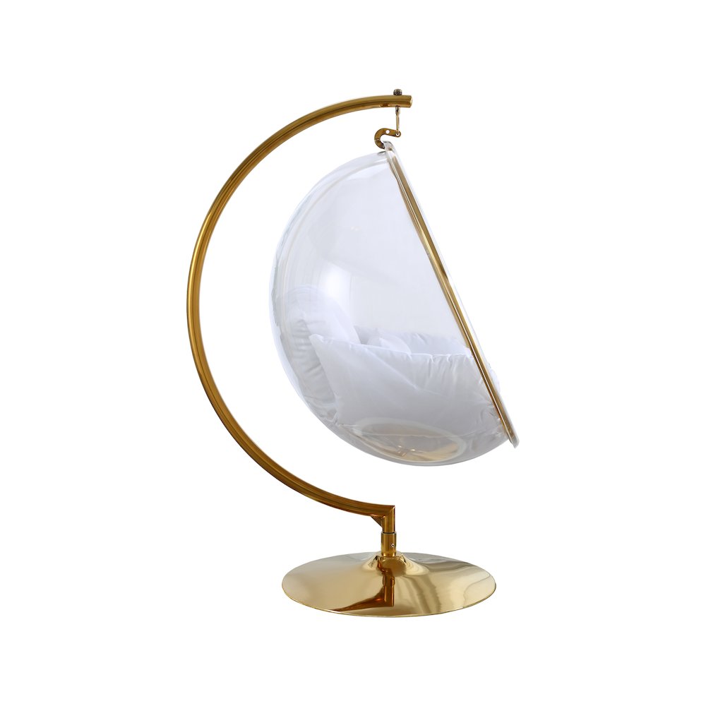 Luna White Fabric Acrylic Swing Bubble Accent Chair. Picture 4