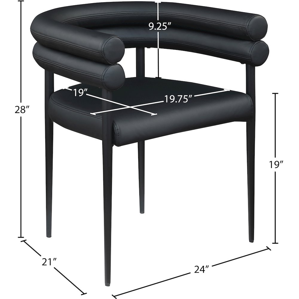 Lavina Black Vegan Leather Dining Chair, Set of 2. Picture 7