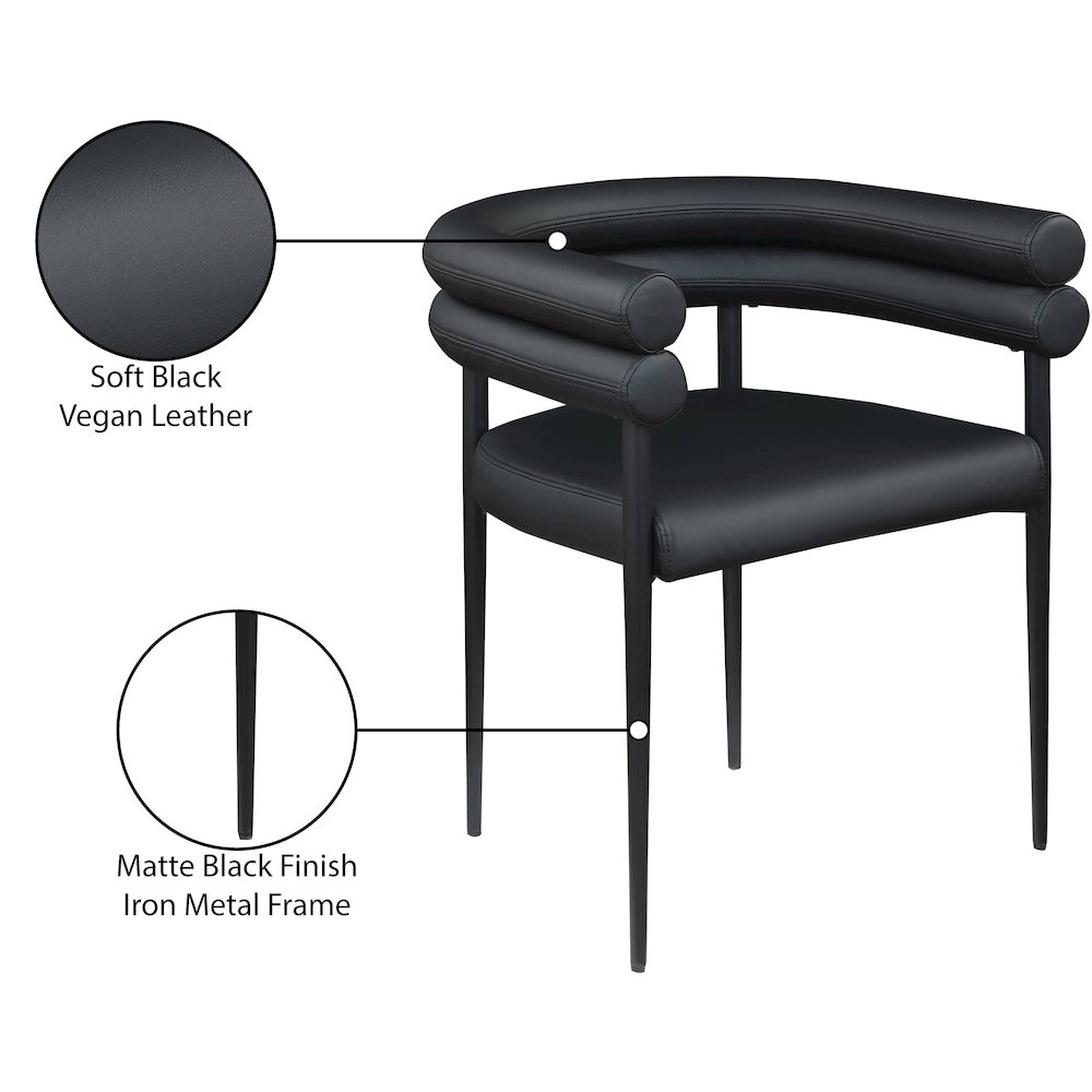 Lavina Black Vegan Leather Dining Chair, Set of 2. Picture 8