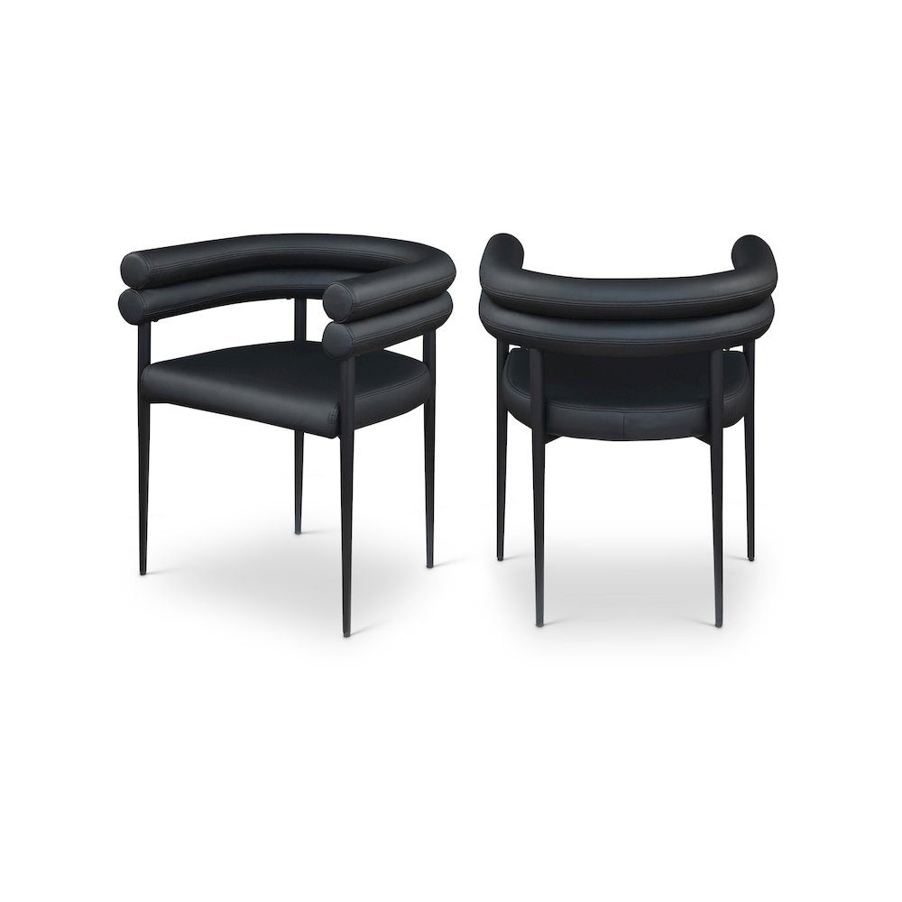 Lavina Black Vegan Leather Dining Chair, Set of 2. Picture 1