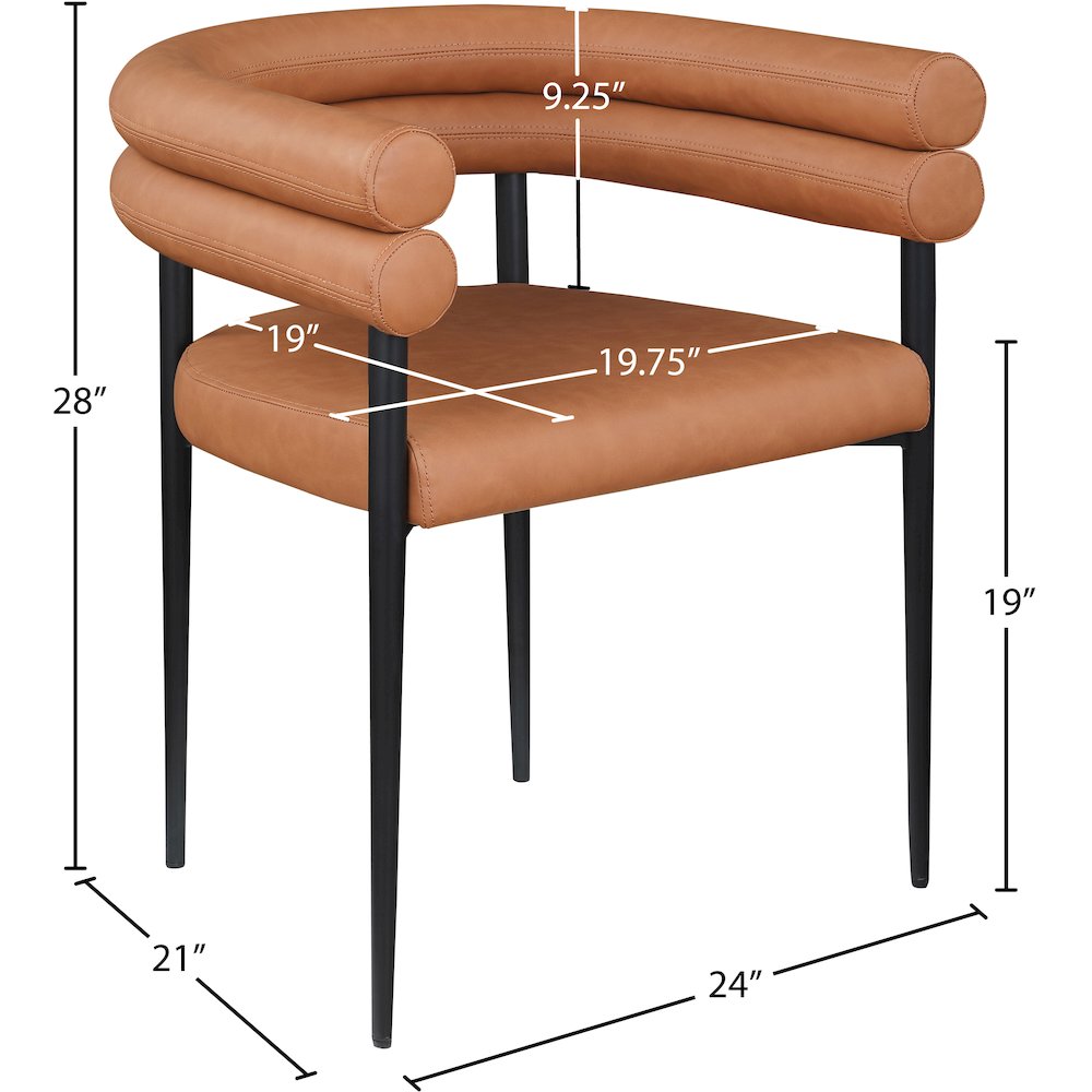 Lavina Cognac Vegan Leather Dining Chair, Set of 2. Picture 7