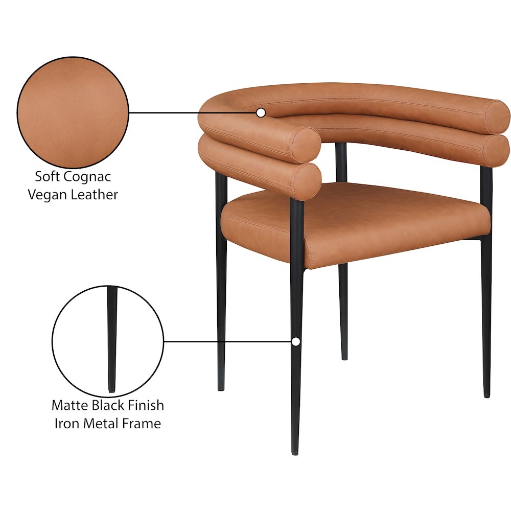 Lavina Cognac Vegan Leather Dining Chair, Set of 2. Picture 8