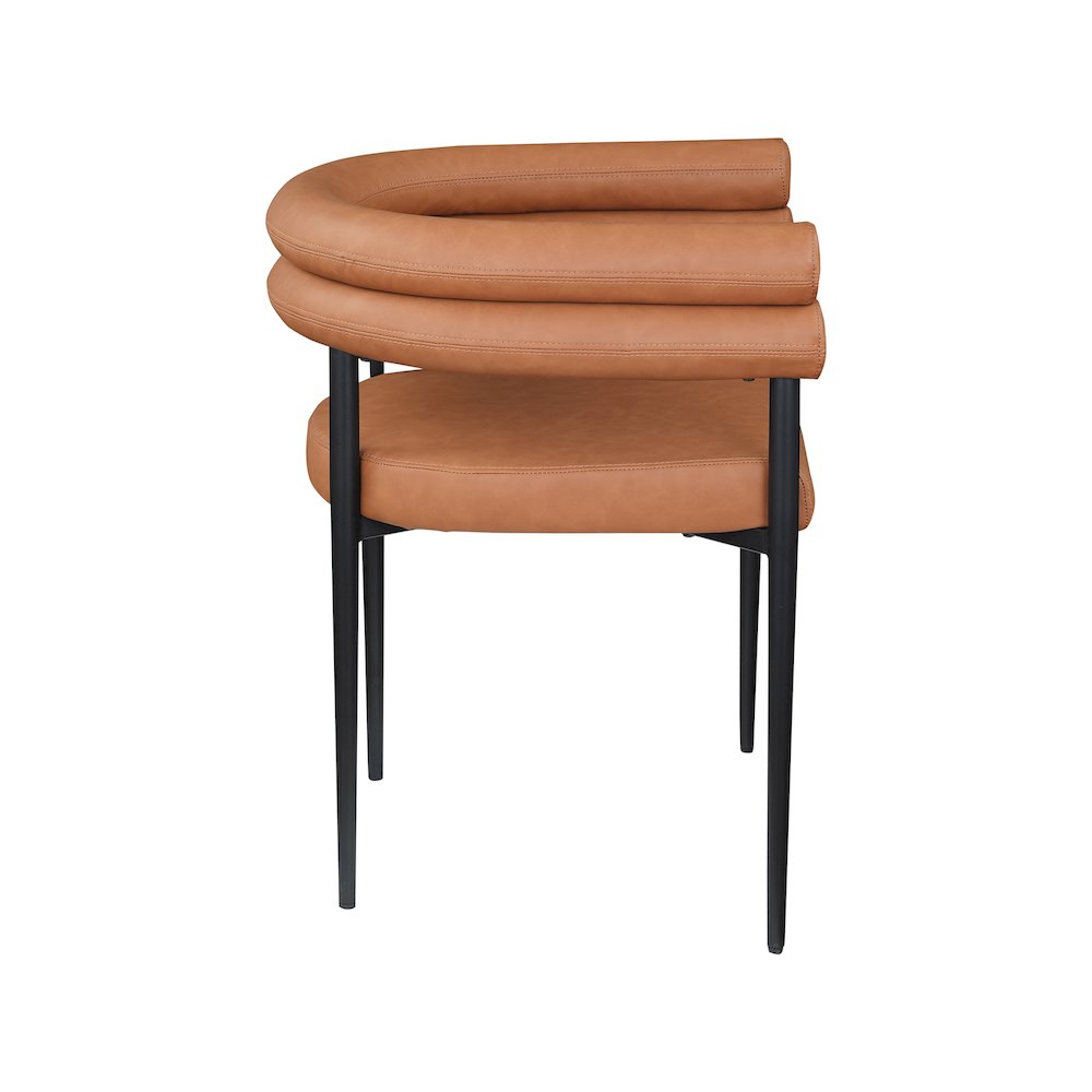 Lavina Cognac Vegan Leather Dining Chair, Set of 2. Picture 3