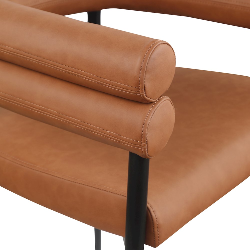 Lavina Cognac Vegan Leather Dining Chair, Set of 2. Picture 6