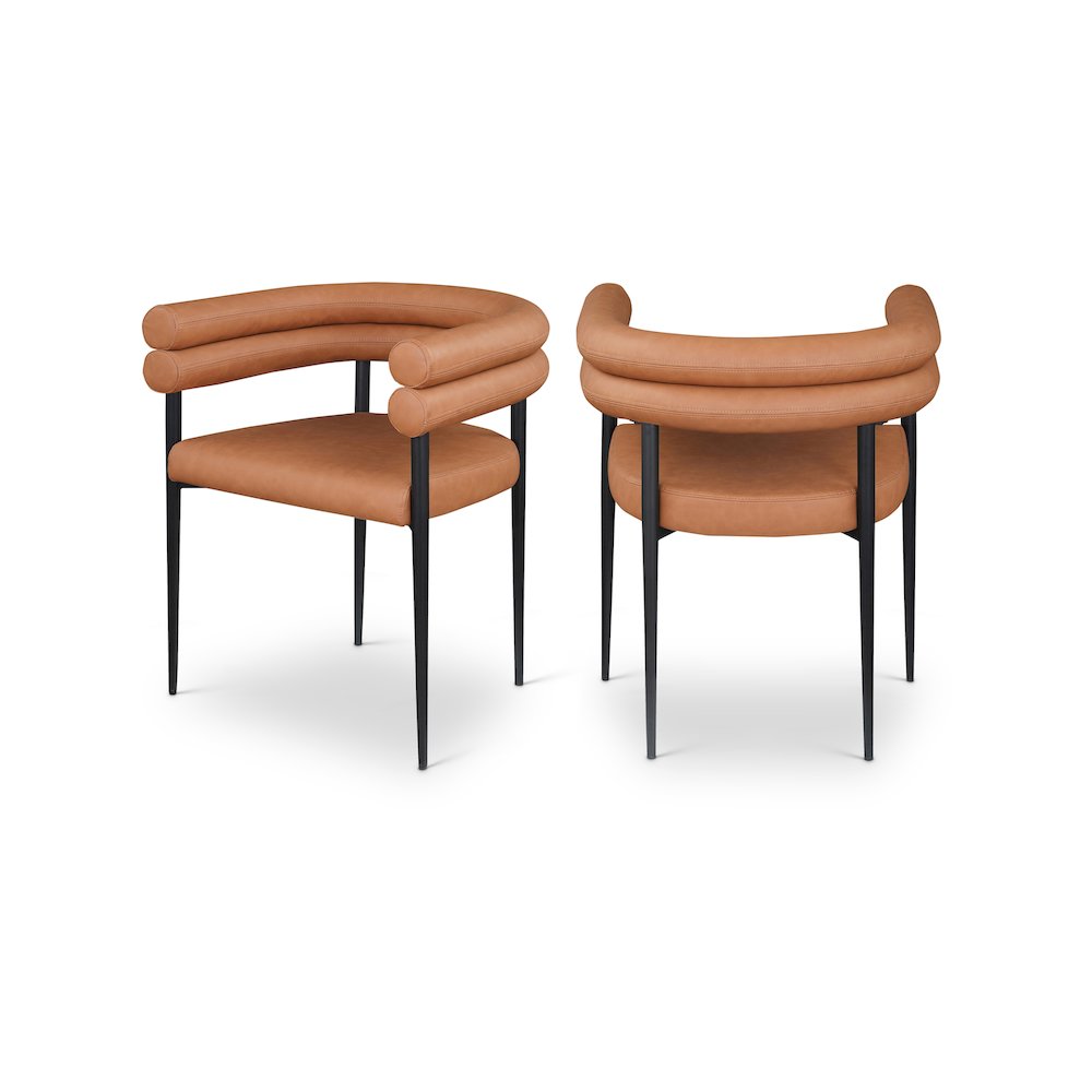 Lavina Cognac Vegan Leather Dining Chair, Set of 2. Picture 1