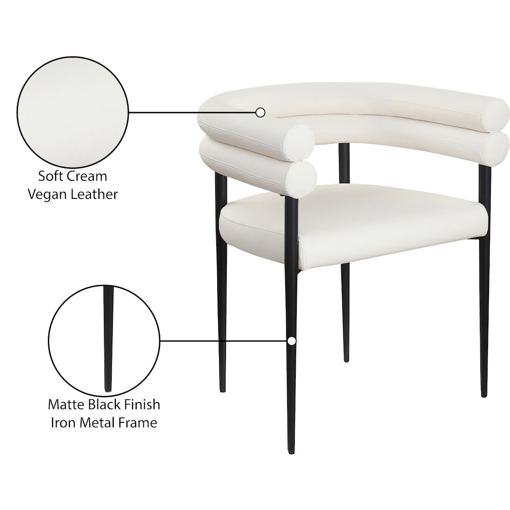 Lavina Cream Vegan Leather Dining Chair, Set of 2. Picture 8