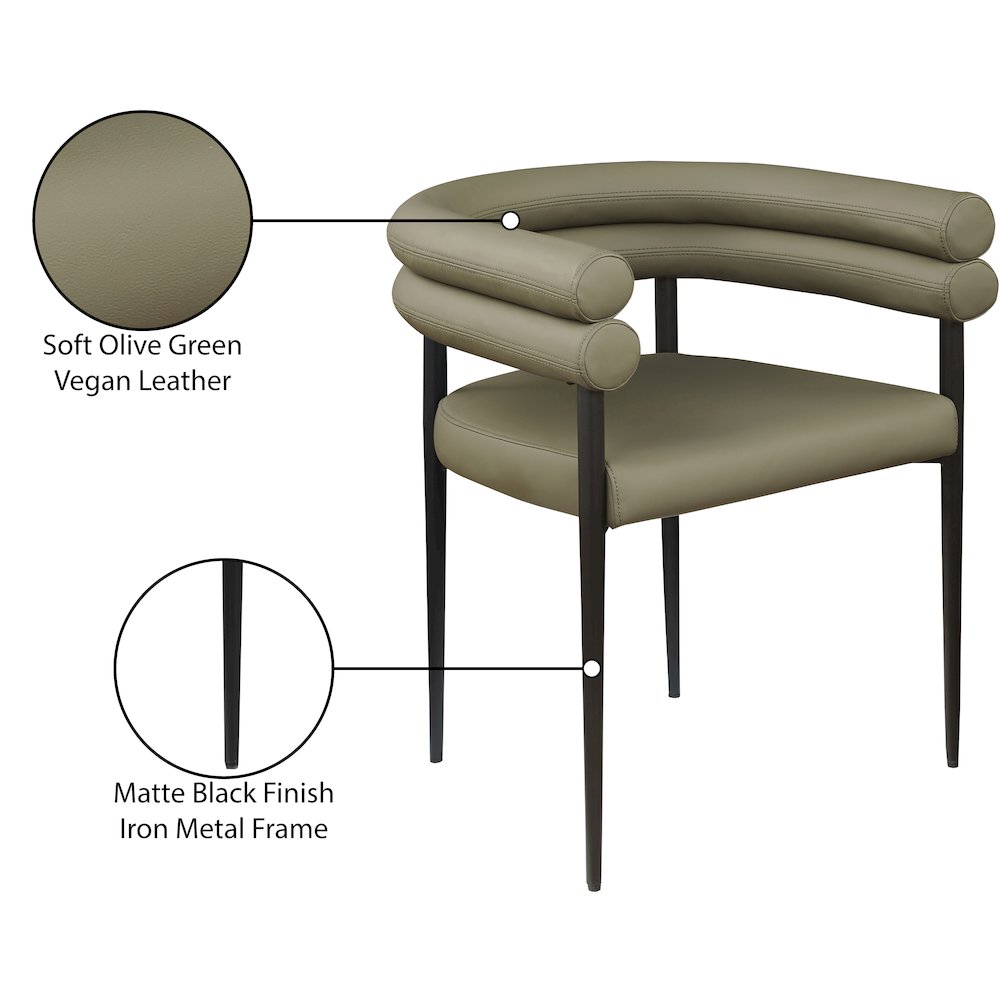 Lavina Olive Vegan Leather Dining Chair, Set of 2. Picture 8