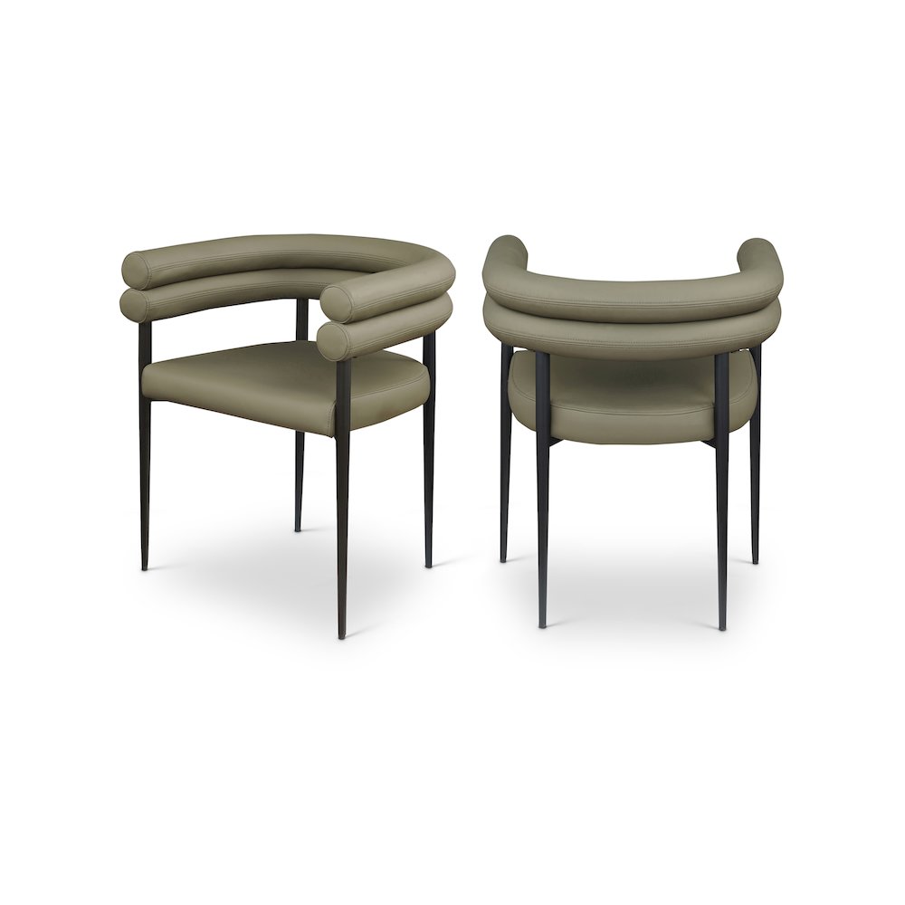 Lavina Olive Vegan Leather Dining Chair, Set of 2. Picture 1