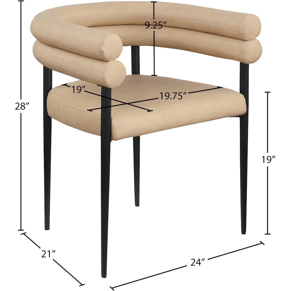 Lavina Tan Vegan Leather Dining Chair, Set of 2. Picture 7