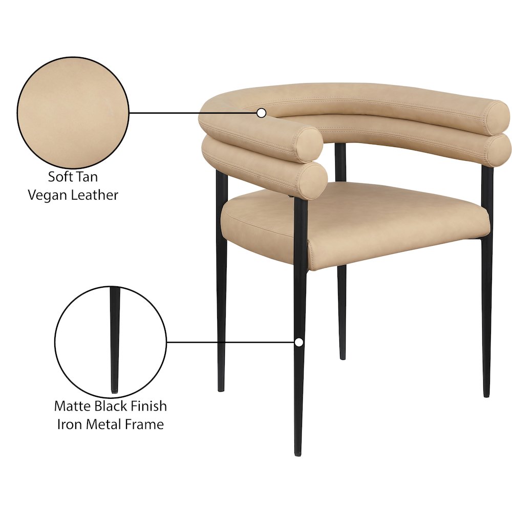 Lavina Tan Vegan Leather Dining Chair, Set of 2. Picture 8