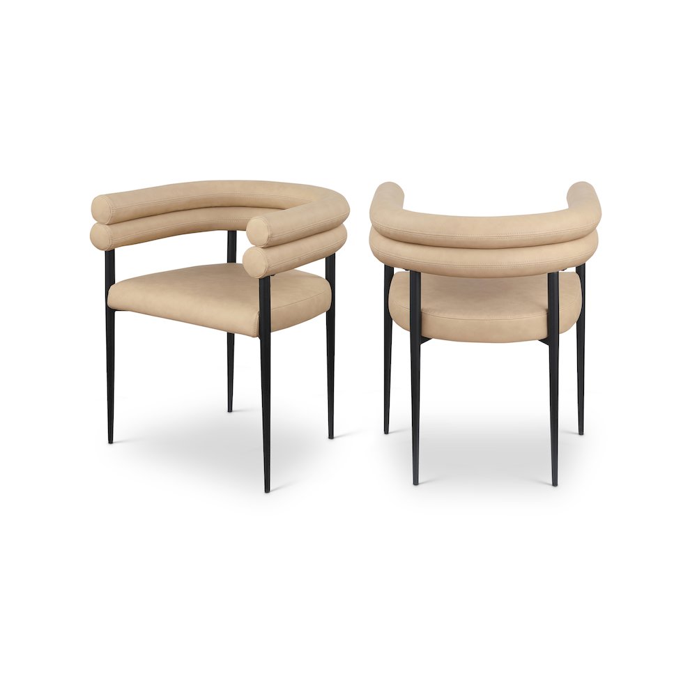 Lavina Tan Vegan Leather Dining Chair, Set of 2. Picture 1