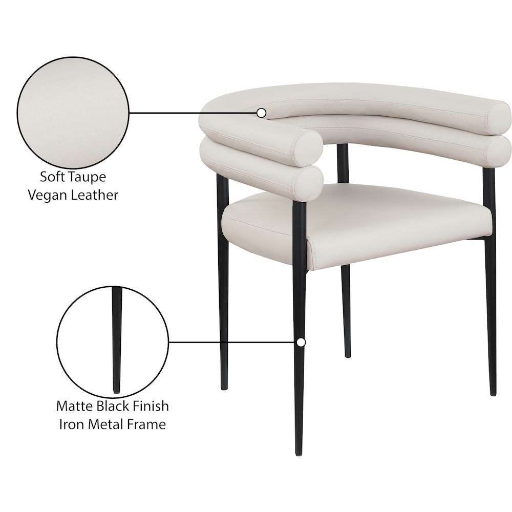 Lavina Taupe Vegan Leather Dining Chair, Set of 2. Picture 8