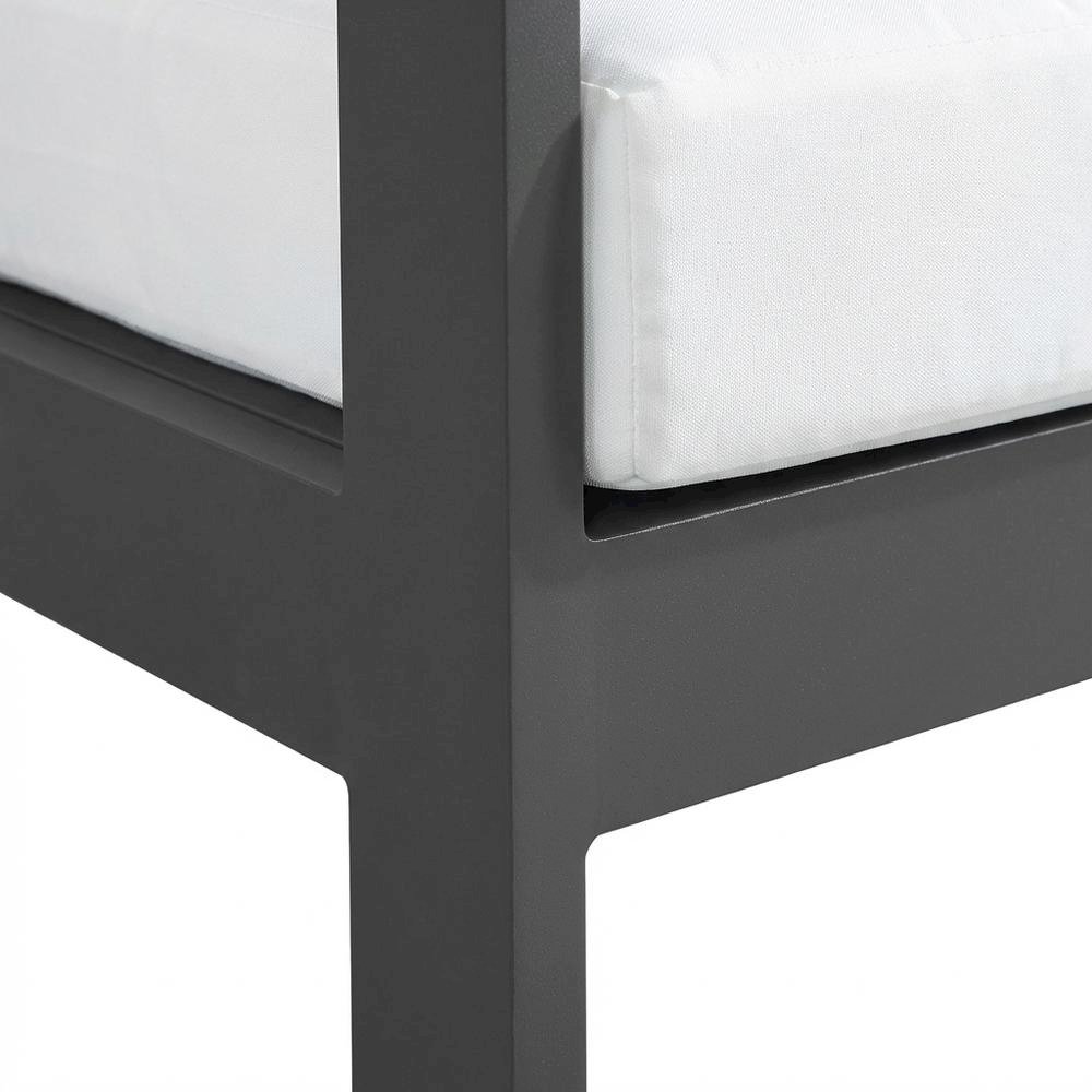 White Fabric Outdoor Modular Sofa With Contemporary Style And Cushioned Seating. Picture 6