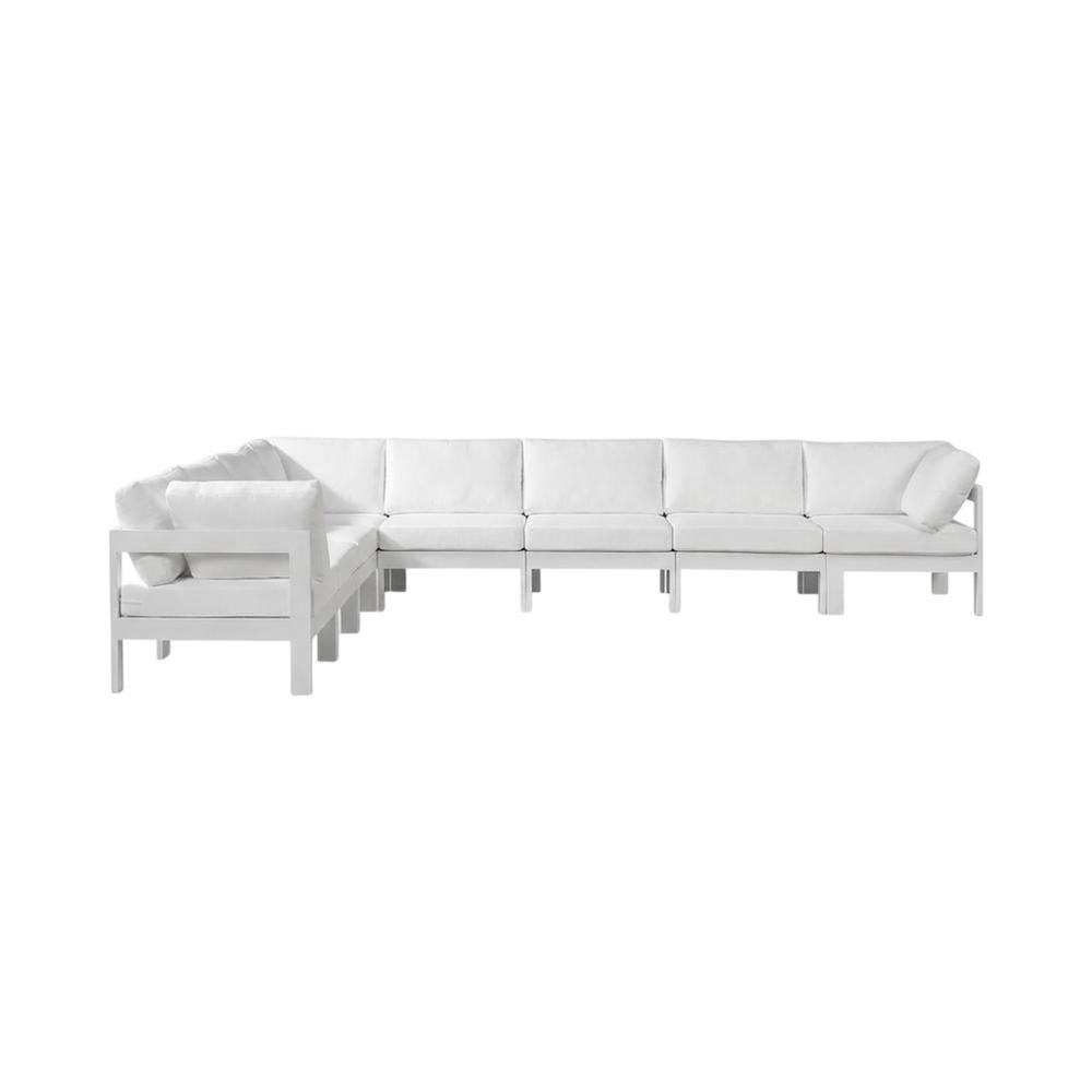 White Fabric Outdoor Patio Modular Sectional With Contemporary Style. Picture 4