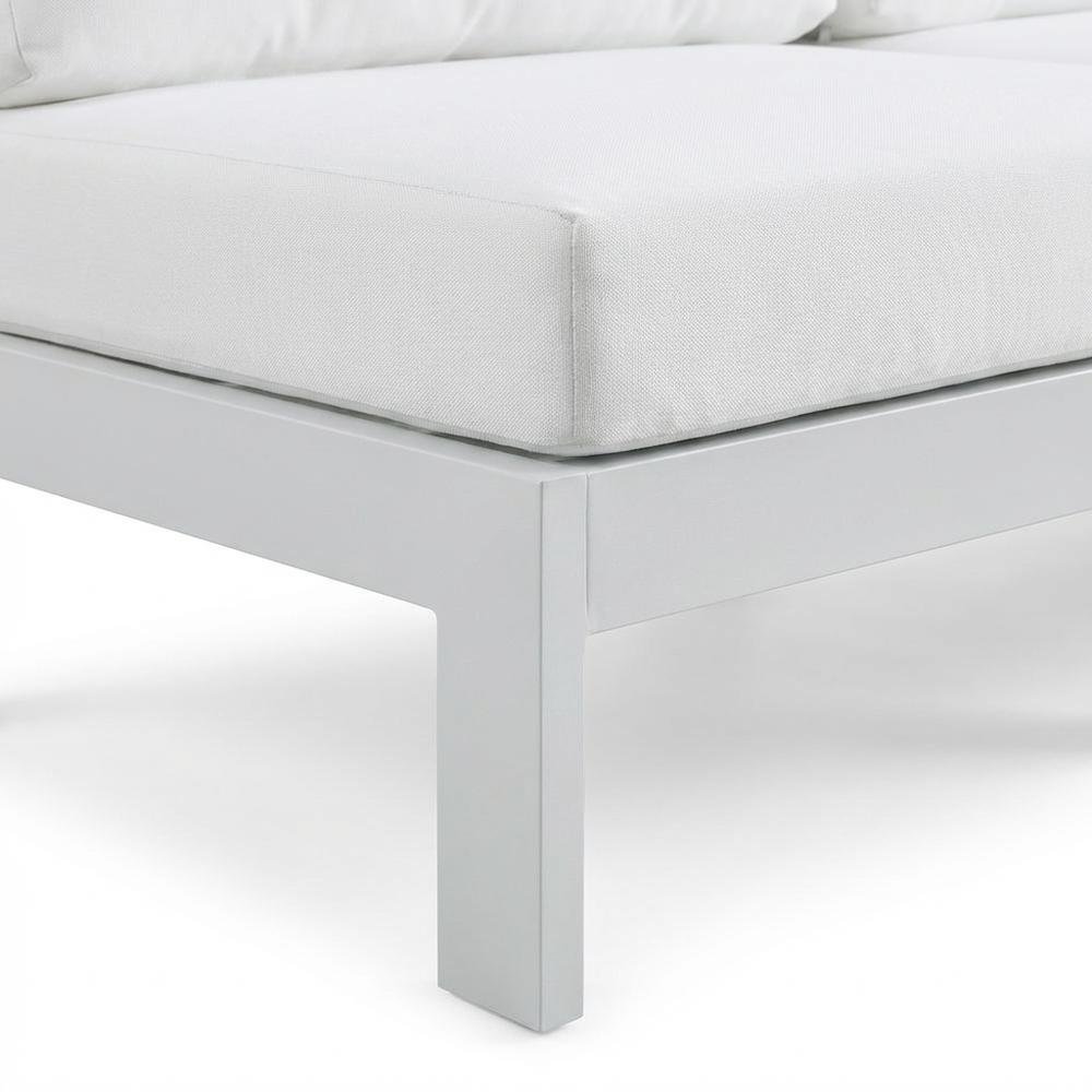 White Fabric Outdoor Patio Modular Sofa, Contemporary Style, Cushioned Seating. Picture 6