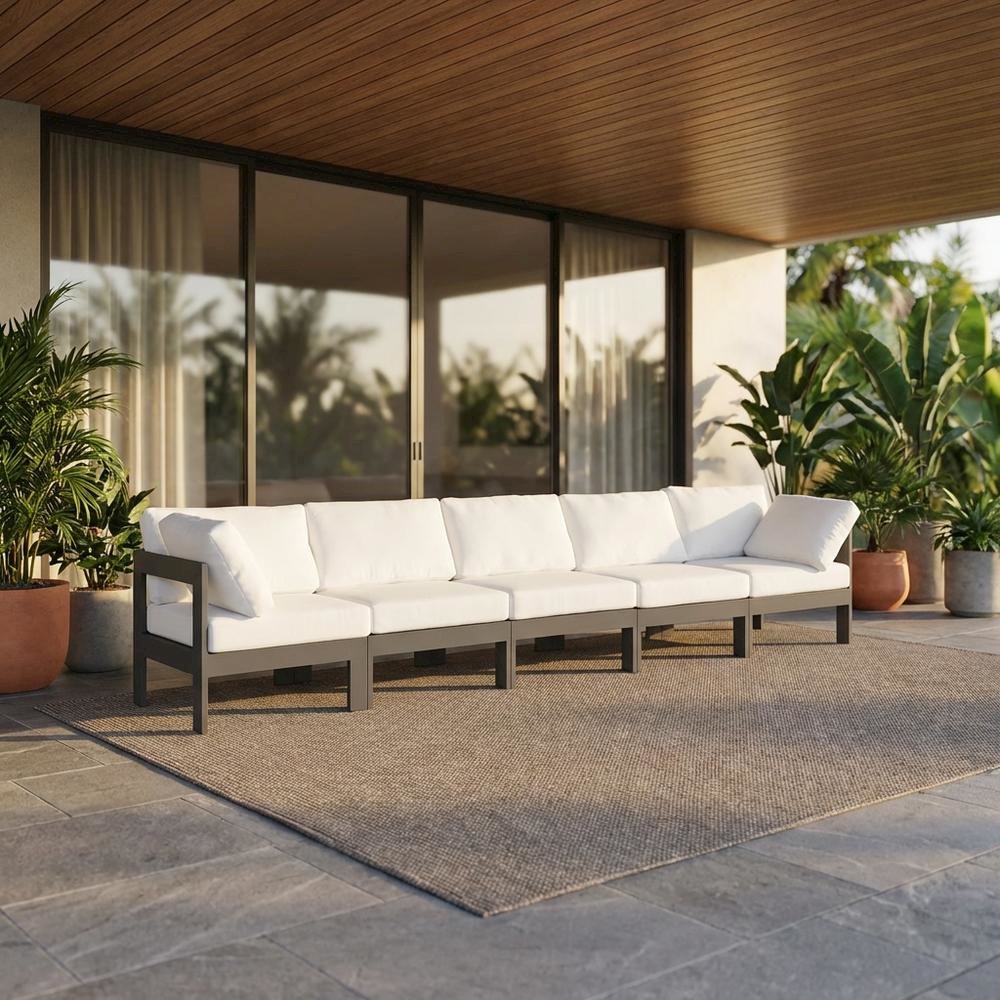 White Fabric Outdoor Modular Sofa, Contemporary Style, Comfortable Back Support. Picture 2