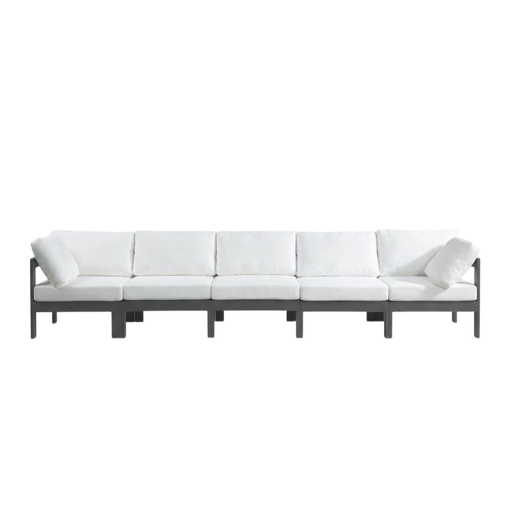 White Fabric Outdoor Modular Sofa, Contemporary Style, Comfortable Back Support. Picture 4