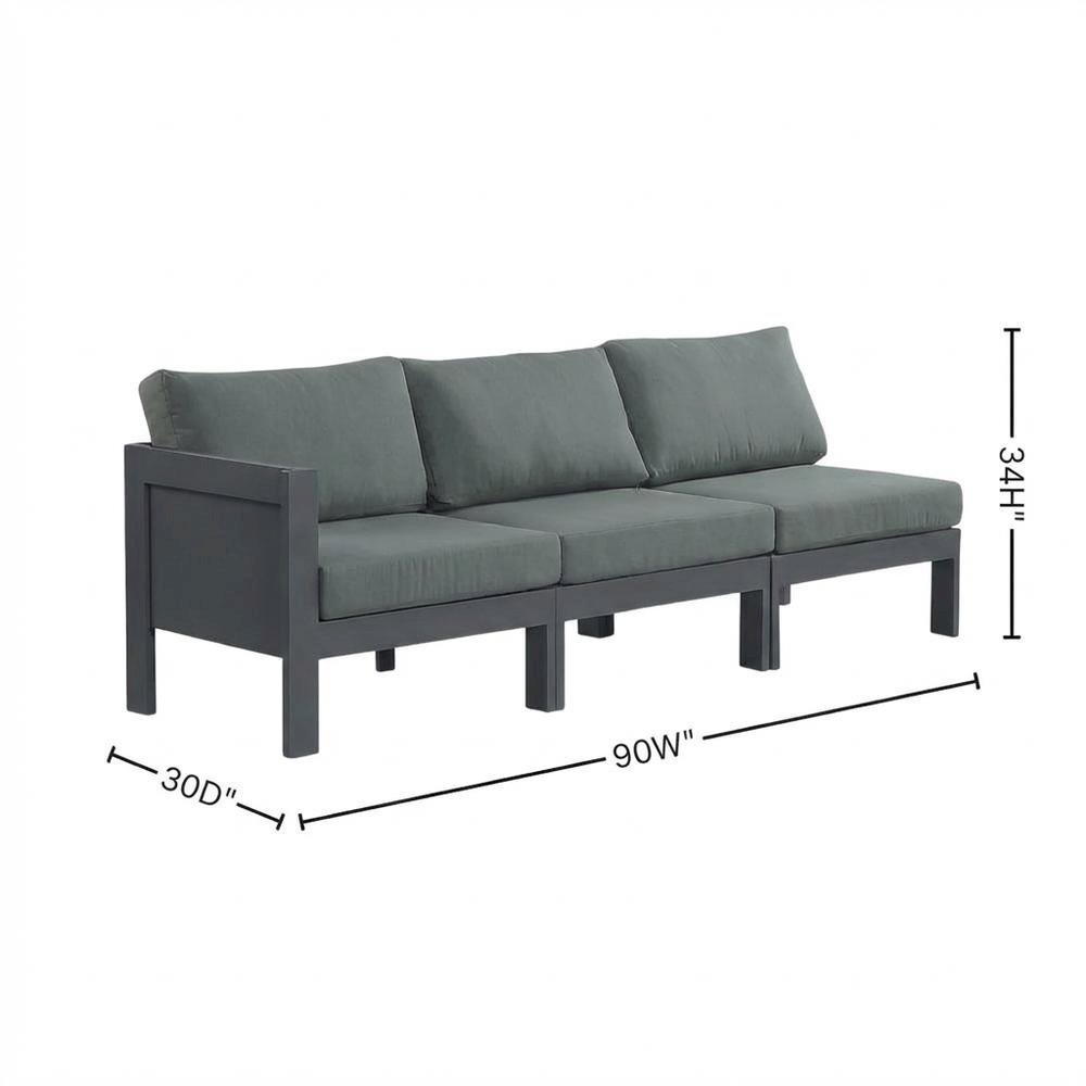 Gray Fabric Outdoor Patio Modular Sofa, Contemporary Style, Cushioned Seating. Picture 7