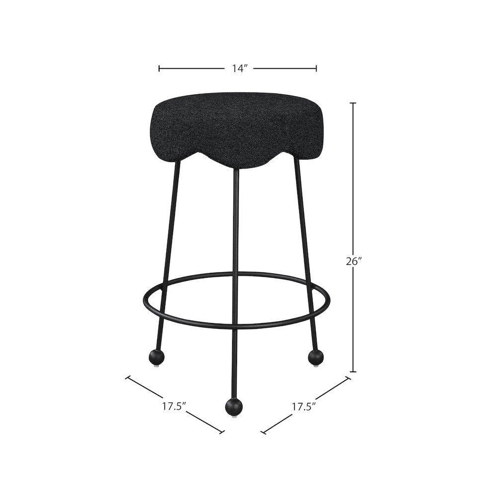 Fleur Black Fabric Counter Stool. Picture 4