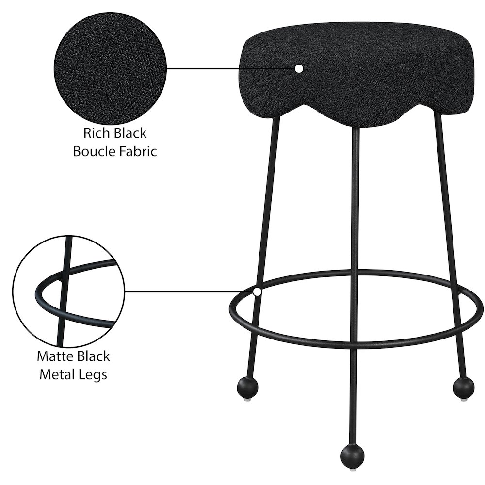 Fleur Black Fabric Counter Stool. Picture 5