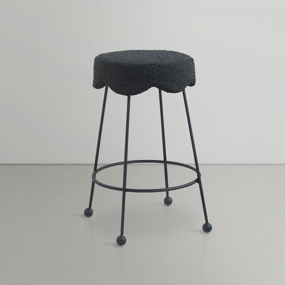 Fleur Black Fabric Counter Stool. Picture 3