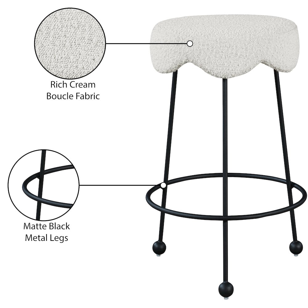 Fleur Cream Fabric Counter Stool. Picture 5
