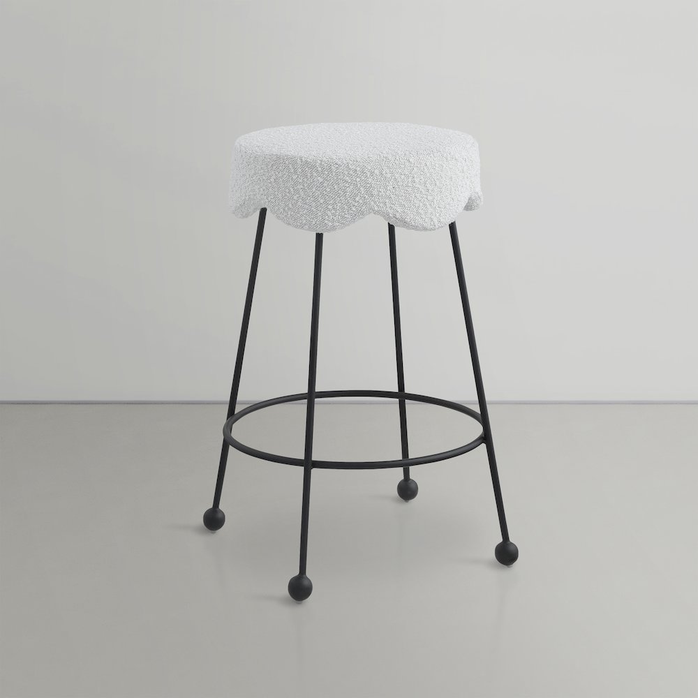 Fleur Cream Fabric Counter Stool. Picture 3