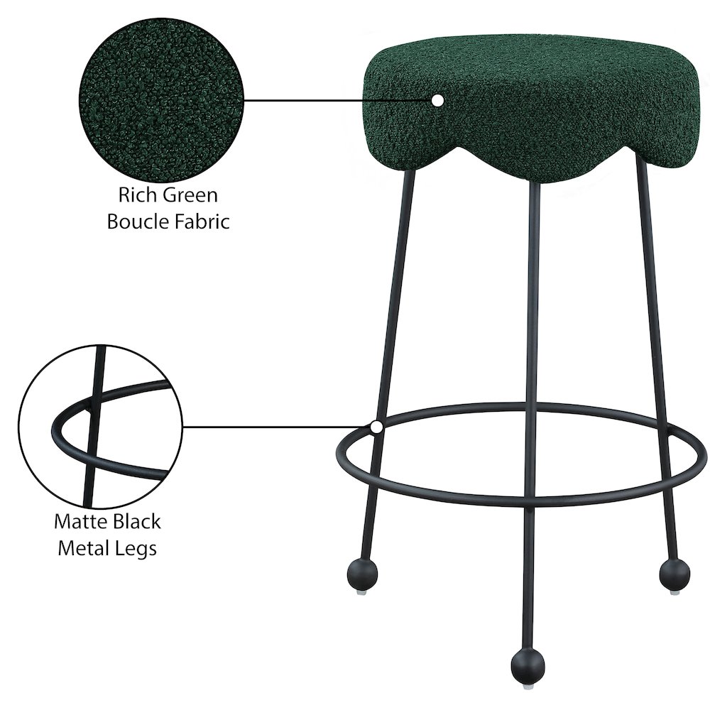 Fleur Green Fabric Counter Stool. Picture 5