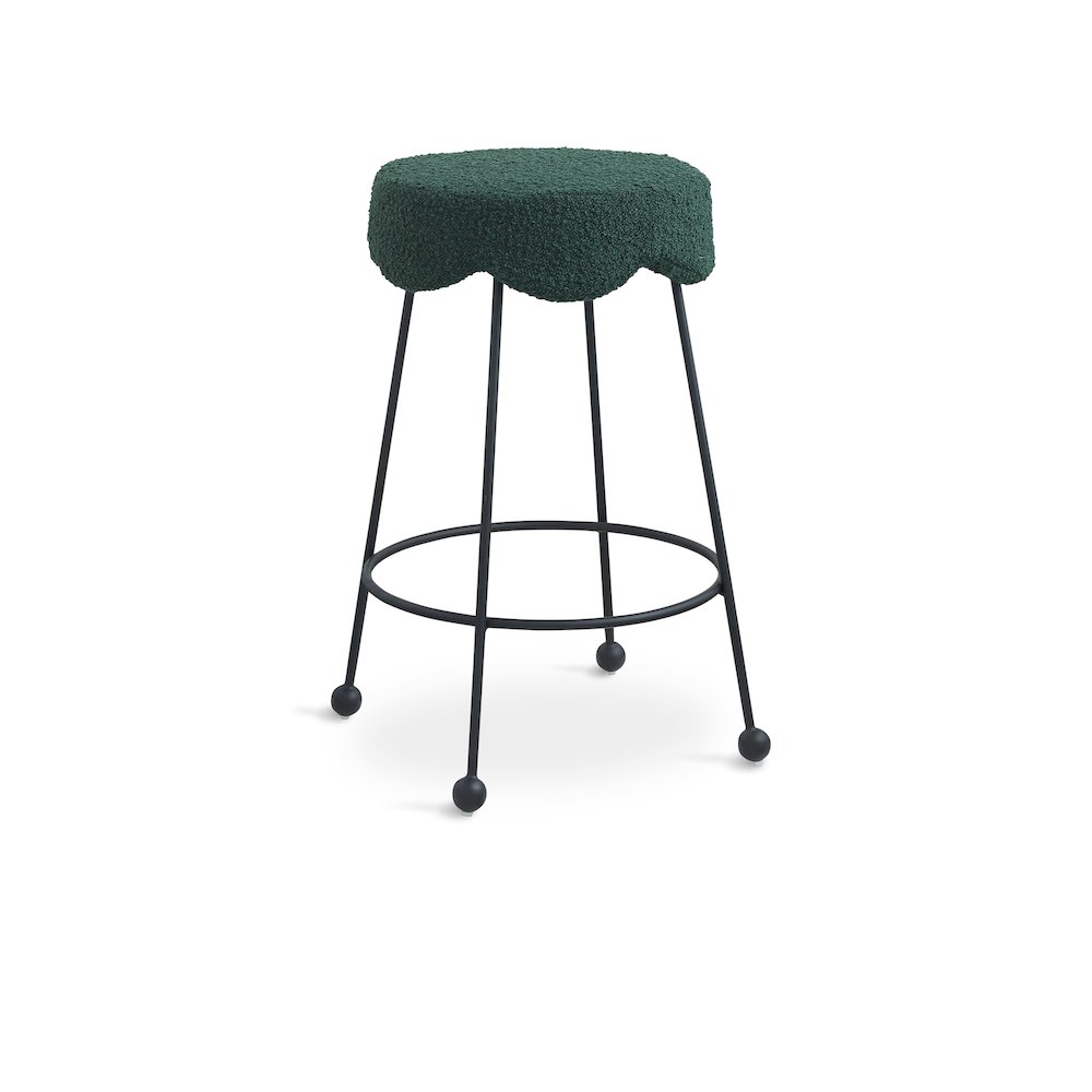 Fleur Green Fabric Counter Stool. Picture 1