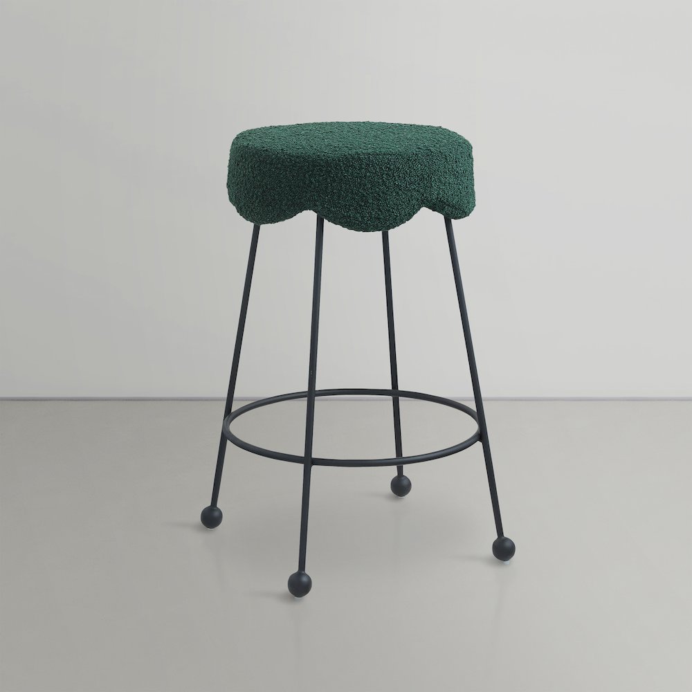 Fleur Green Fabric Counter Stool. Picture 3
