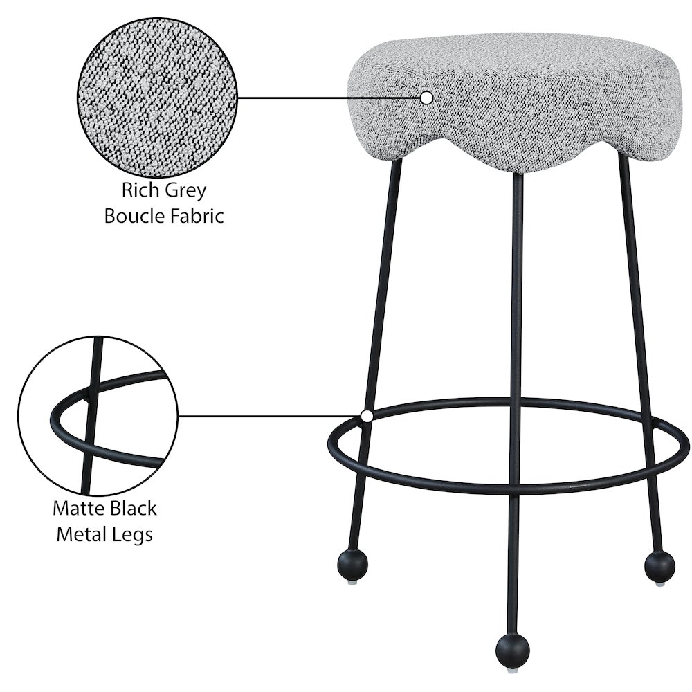 Fleur Grey Fabric Counter Stool. Picture 5