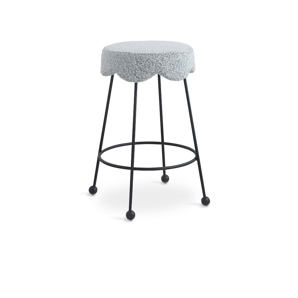 Fleur Grey Fabric Counter Stool. Picture 1