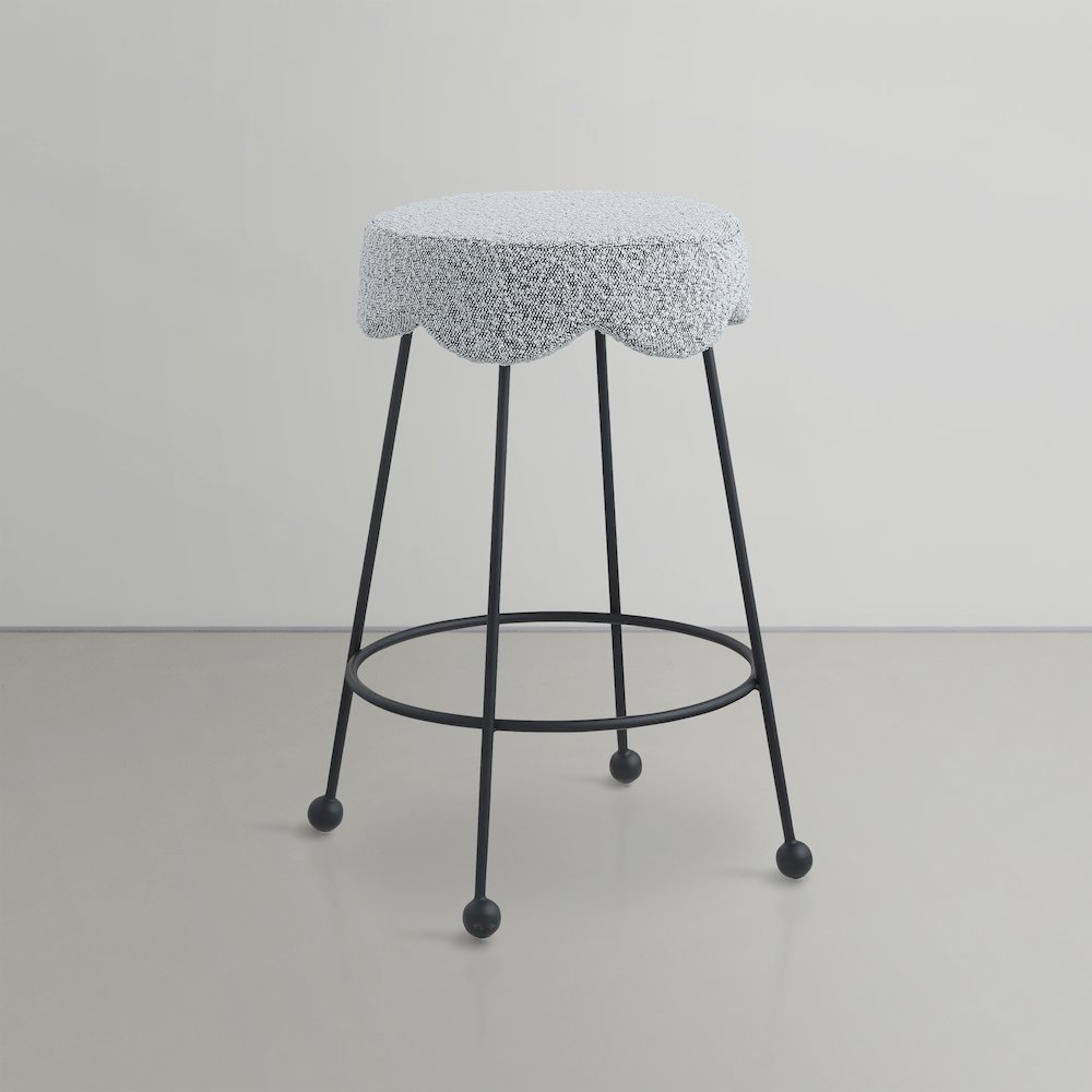 Fleur Grey Fabric Counter Stool. Picture 3