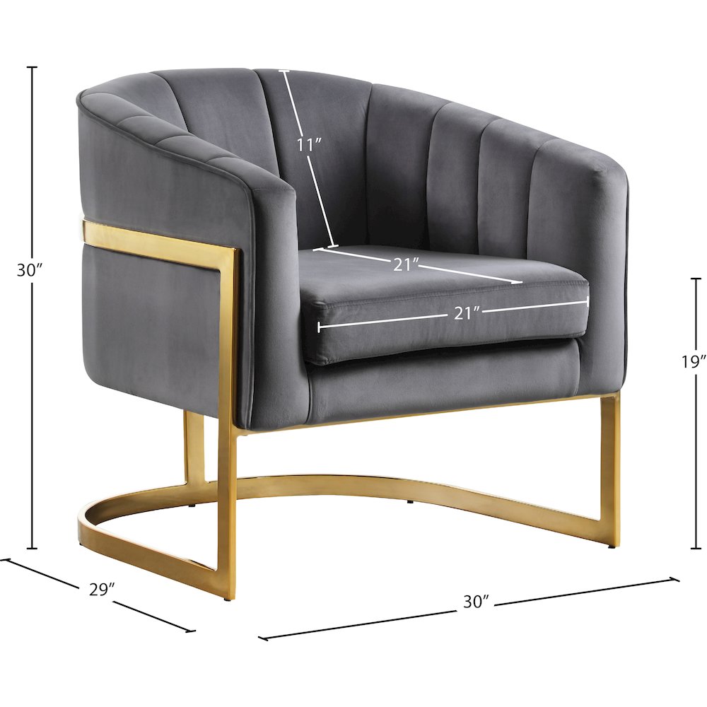 Carter Grey Velvet Accent Chair. Picture 5