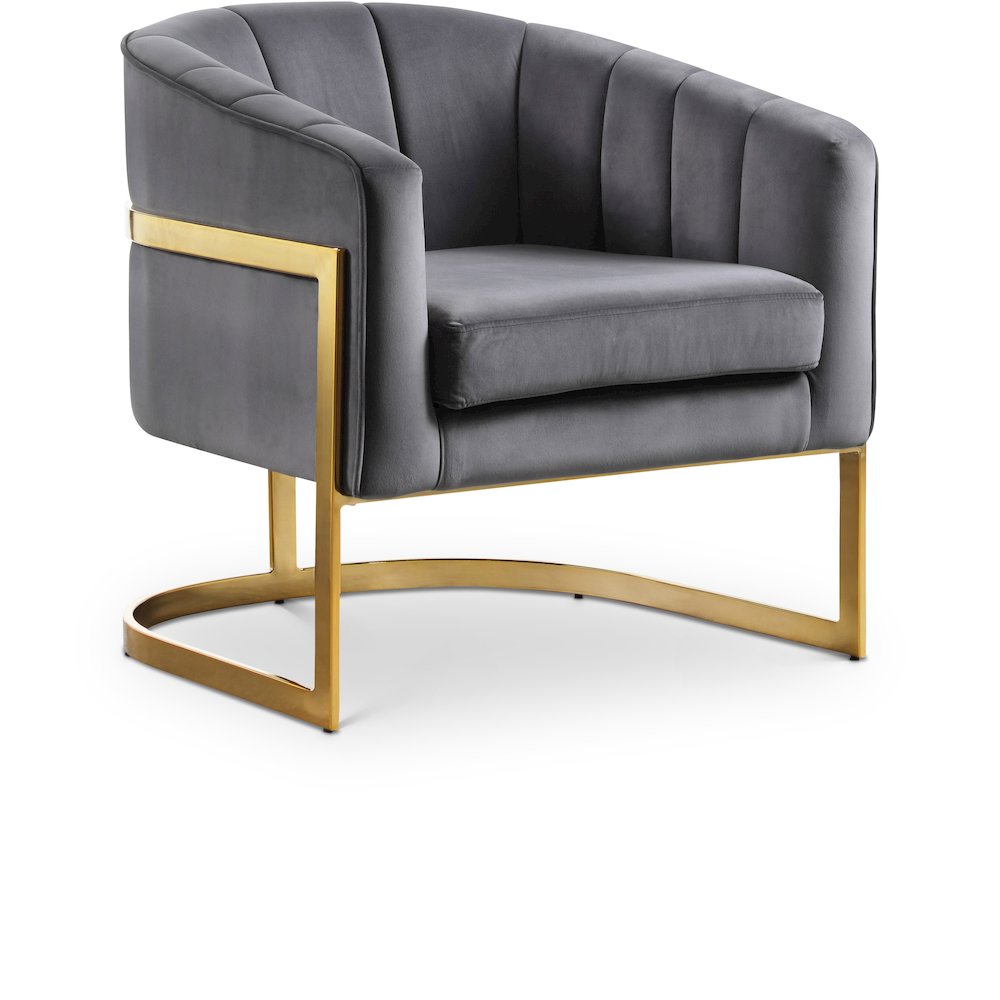 Carter Grey Velvet Accent Chair. Picture 1