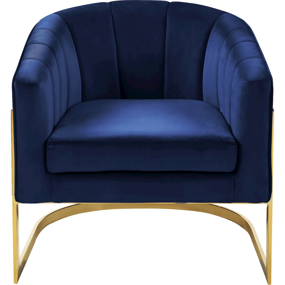 Carter Navy Velvet Accent Chair. Picture 3