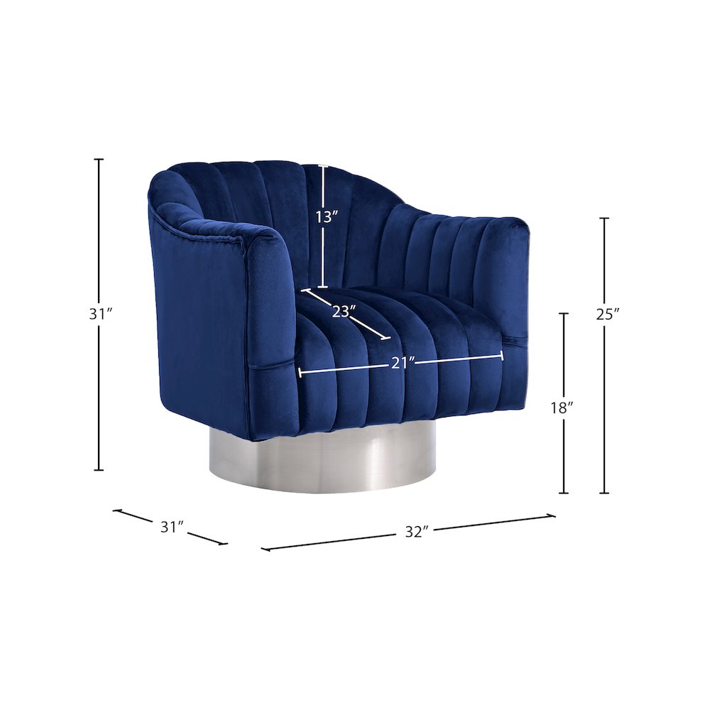 Farrah Navy Velvet Accent Chair. Picture 4