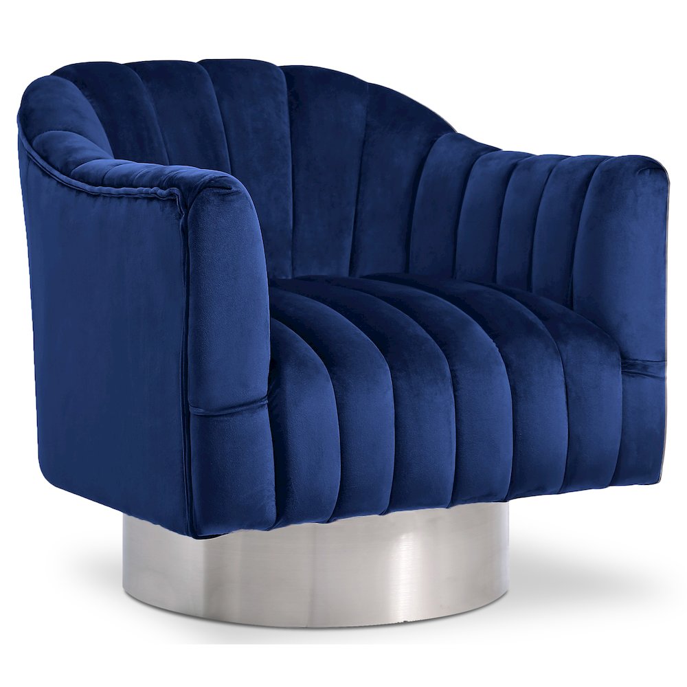 Farrah Navy Velvet Accent Chair. Picture 1
