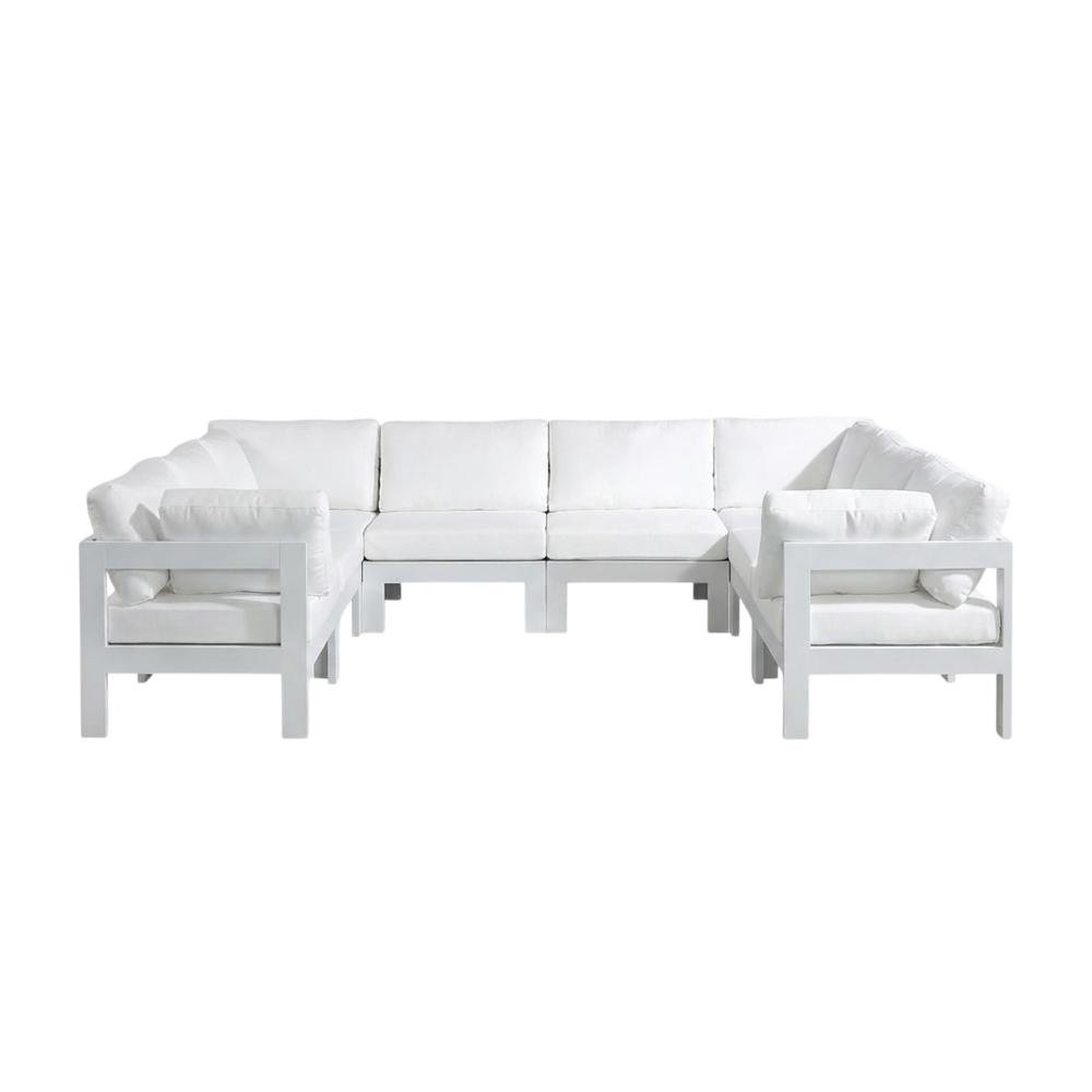White Fabric Outdoor Patio Modular Sectional With Contemporary Style. Picture 4