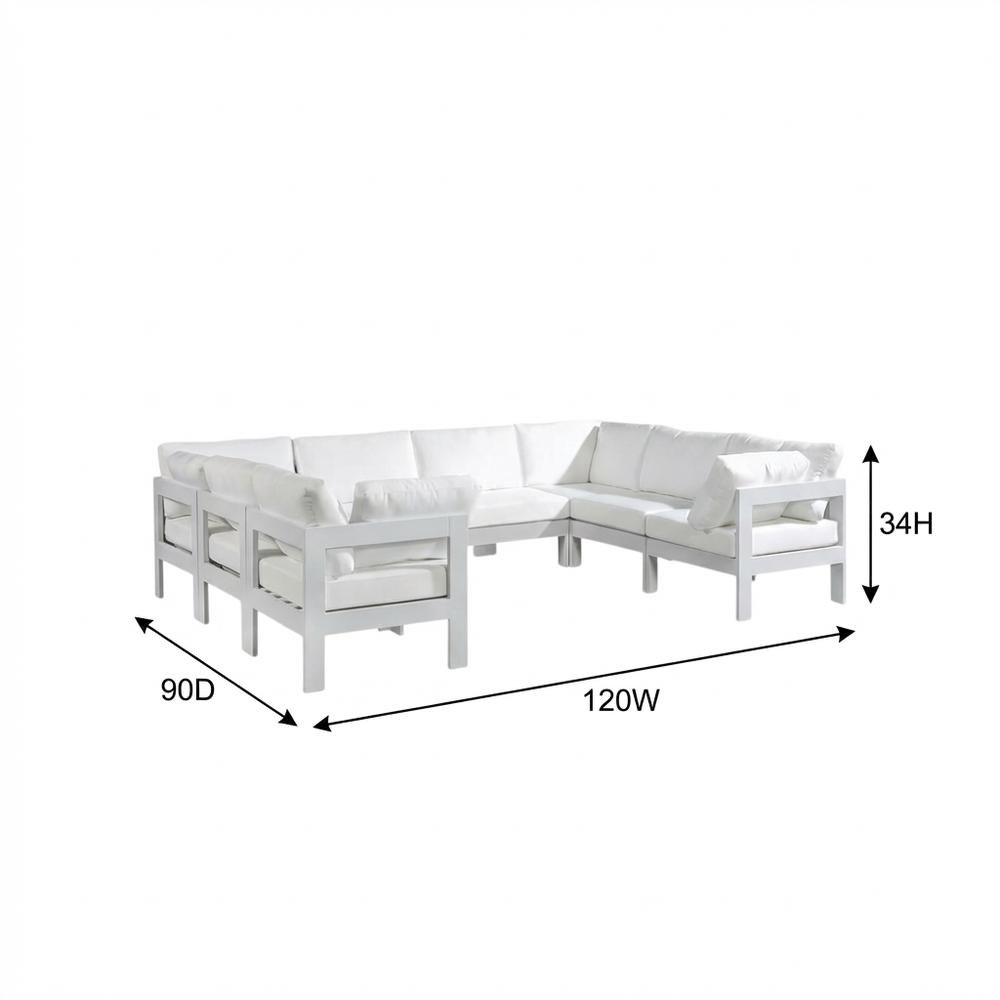 White Fabric Outdoor Patio Modular Sectional With Contemporary Style. Picture 7