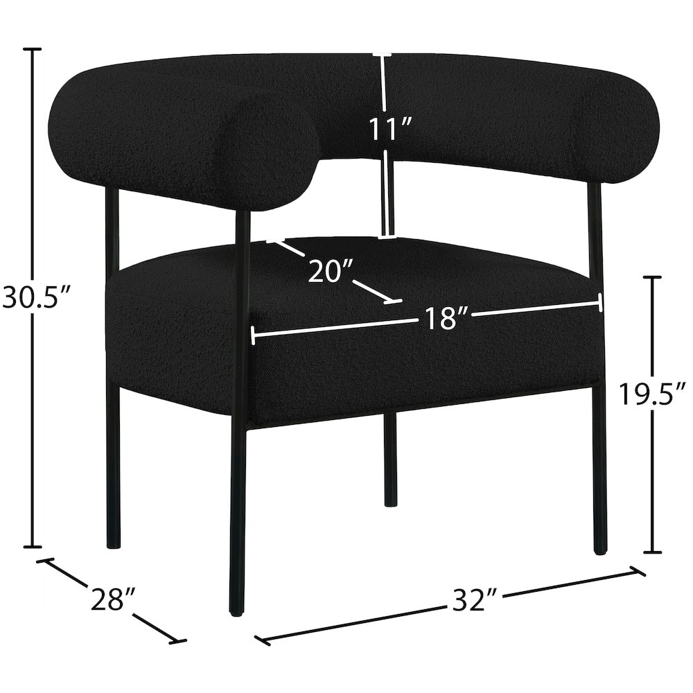 Blake Black Boucle Fabric Accent Chair. Picture 7