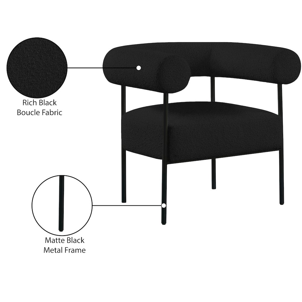 Blake Black Boucle Fabric Accent Chair. Picture 8